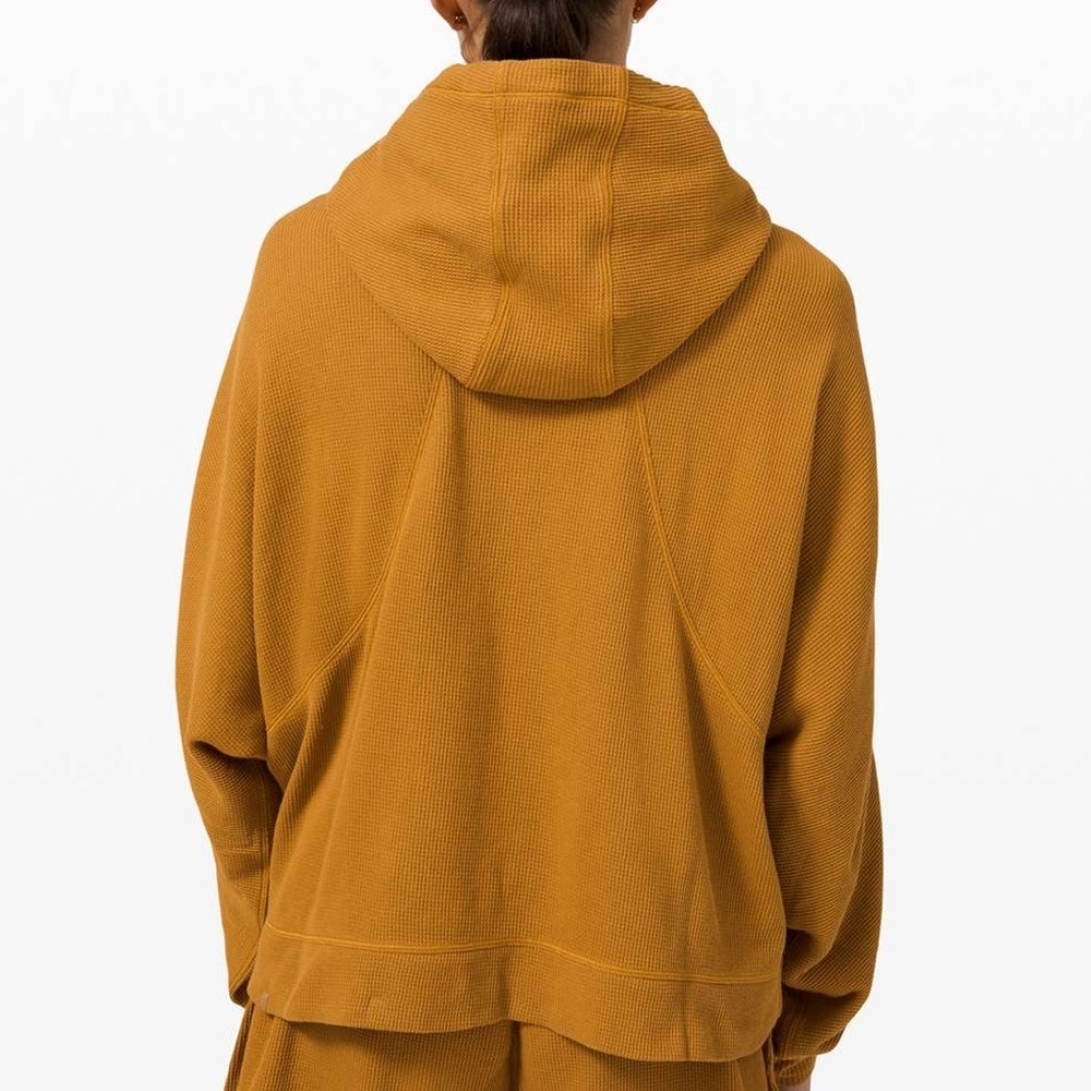 Lululemon Mellow Hoodie Waffle Knit Spiced Bronze Yellow 2020 Sweatshirt Small S - Picture 3 of 16